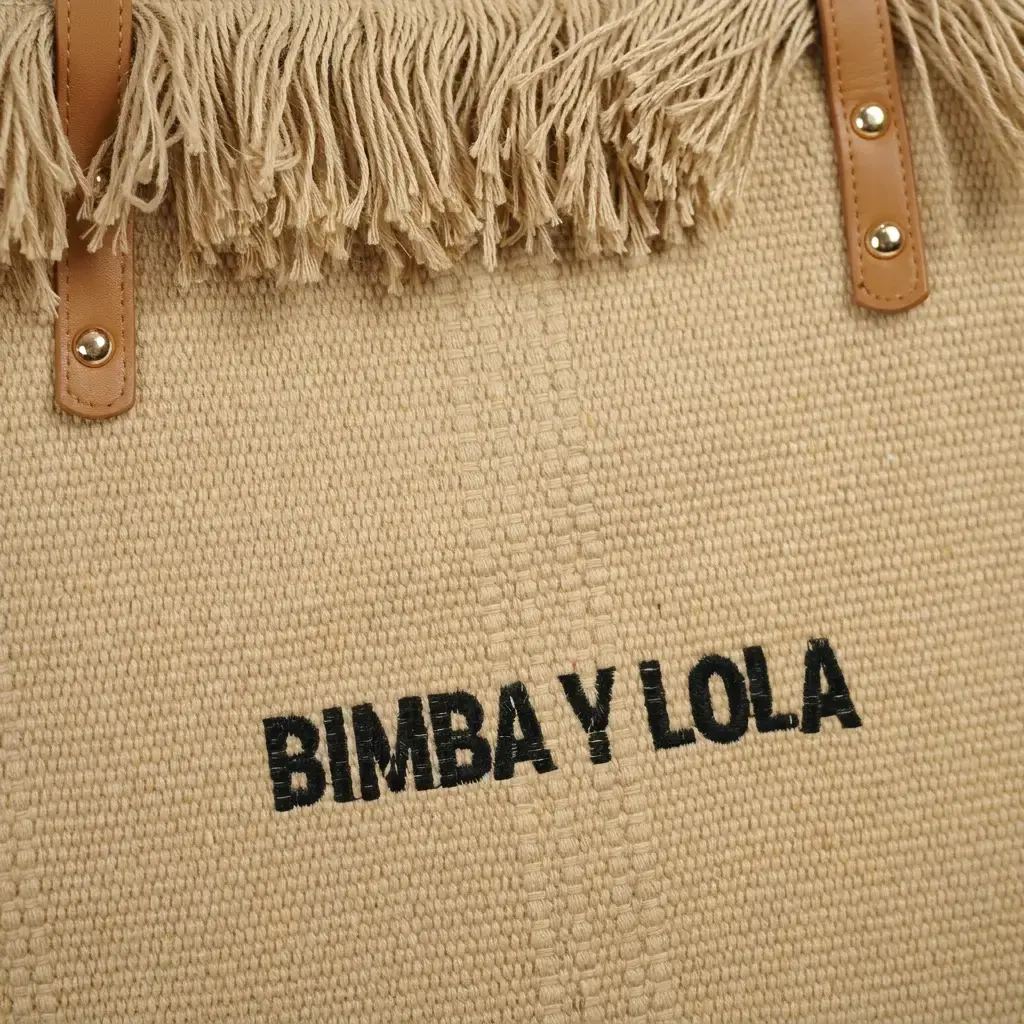 Bolso Shopper con flecos y asas (Inspiración bimba y Lola) Caqui 0.webp