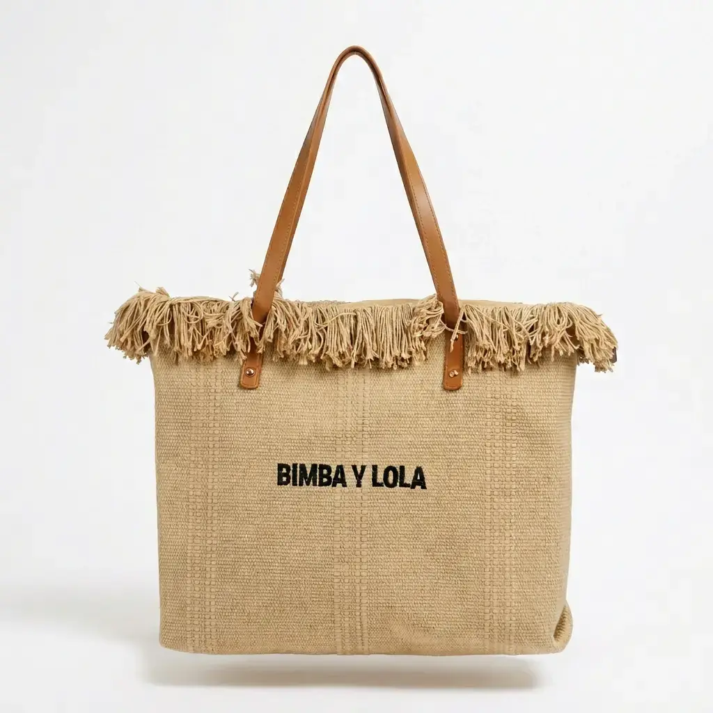 Bolso Shopper con flecos y asas (Inspiración bimba y Lola) Caqui 01.webp