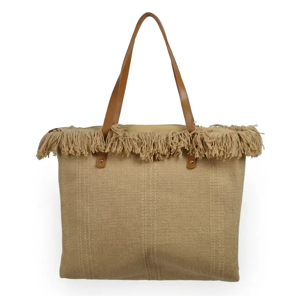 Bolso Shopper con flecos y asas (Inspiración bimba y Lola) Caqui 02.webp