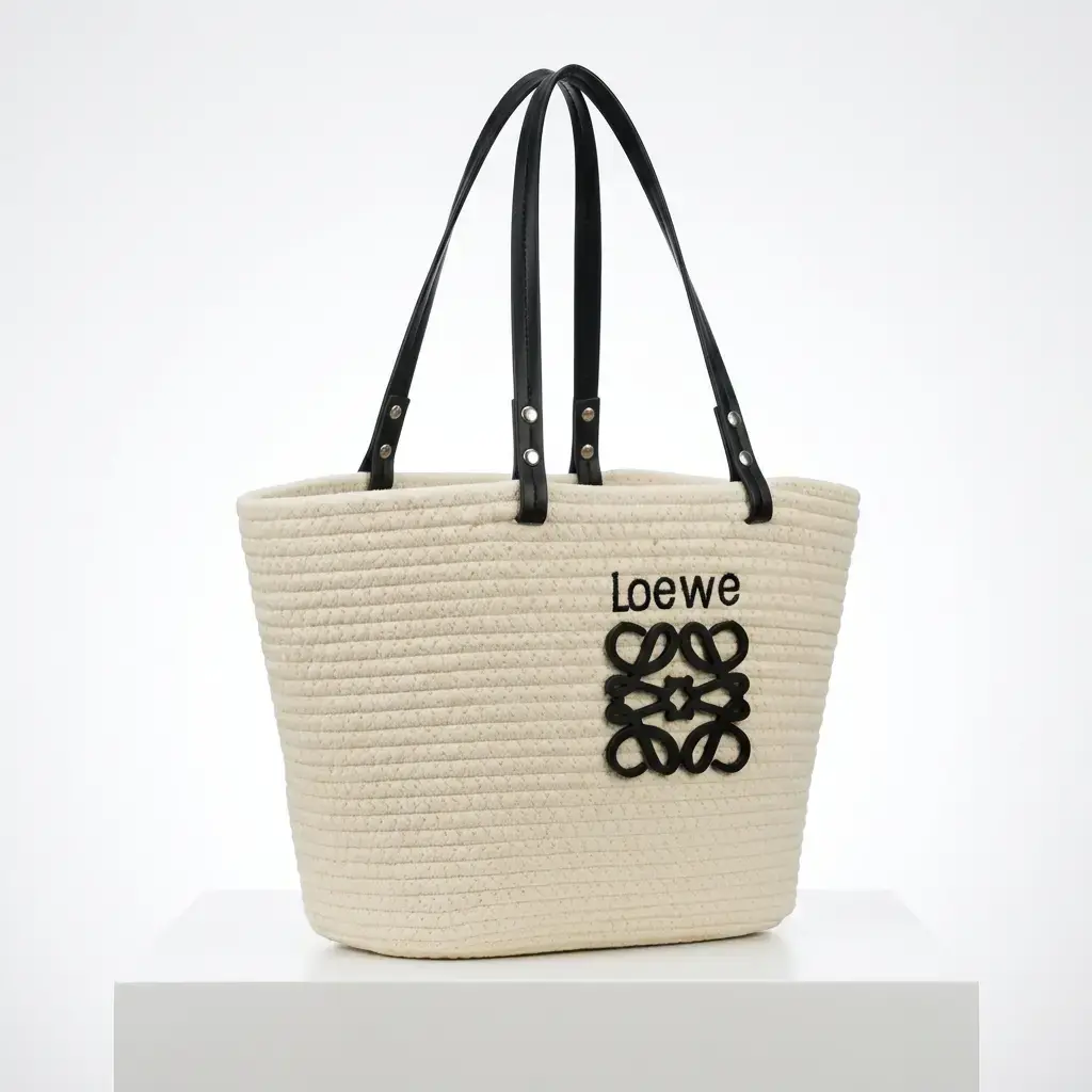 Bolso Tote tipo capazo de rafia (Inspiración Loewe) Blanco 03.webp