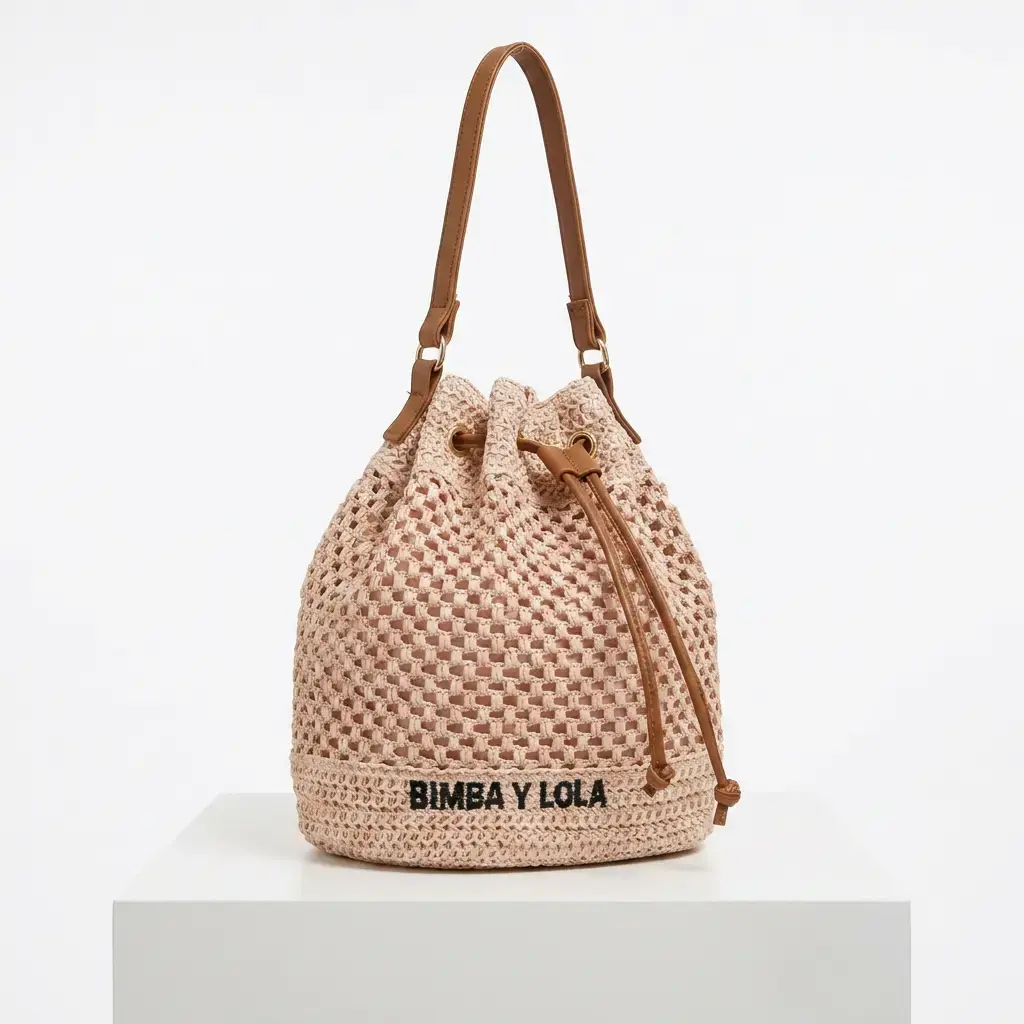 Bolso de hombro de malla de rafia (Inspiración bimba y lola) Rosa palo 03.webp