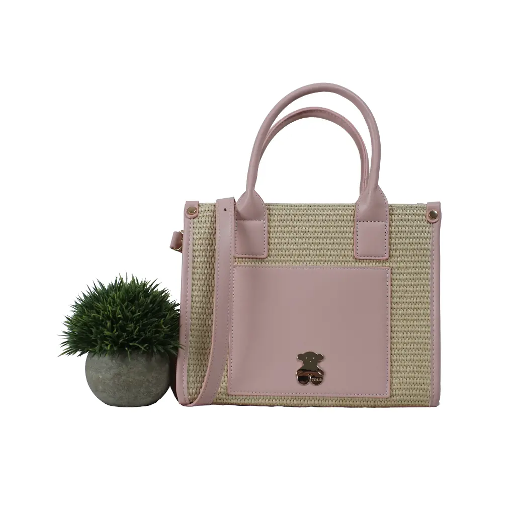 Bolso de mano loneta (Inspiración Tous) Color Rosa 04.webp