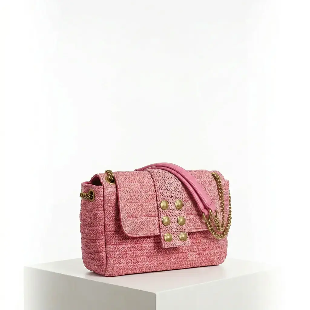 Bolso de mano Kooreloo con tachuelas Rosa 05.webp