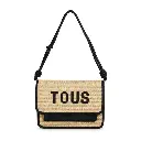 Bolso bandolera mediano Audree La Rue New Rafia (Inspiración Tous) Negro 02.webp