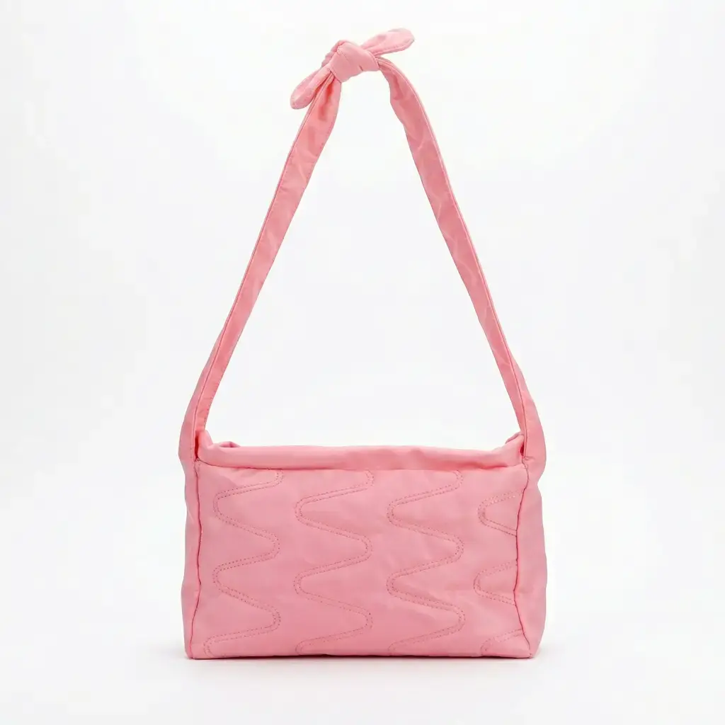 Bolso bandolera acolchado costuras onduladas (Inspiración Bimba y Lola) Rosa 03.webp