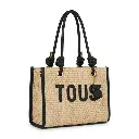 Bolso Bandolera con oso pequeño de rafia (Inspiración Tous) Negro 01.webp