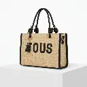 Bolso Bandolera con oso pequeño de rafia (Inspiración Tous) Negro 03.webp