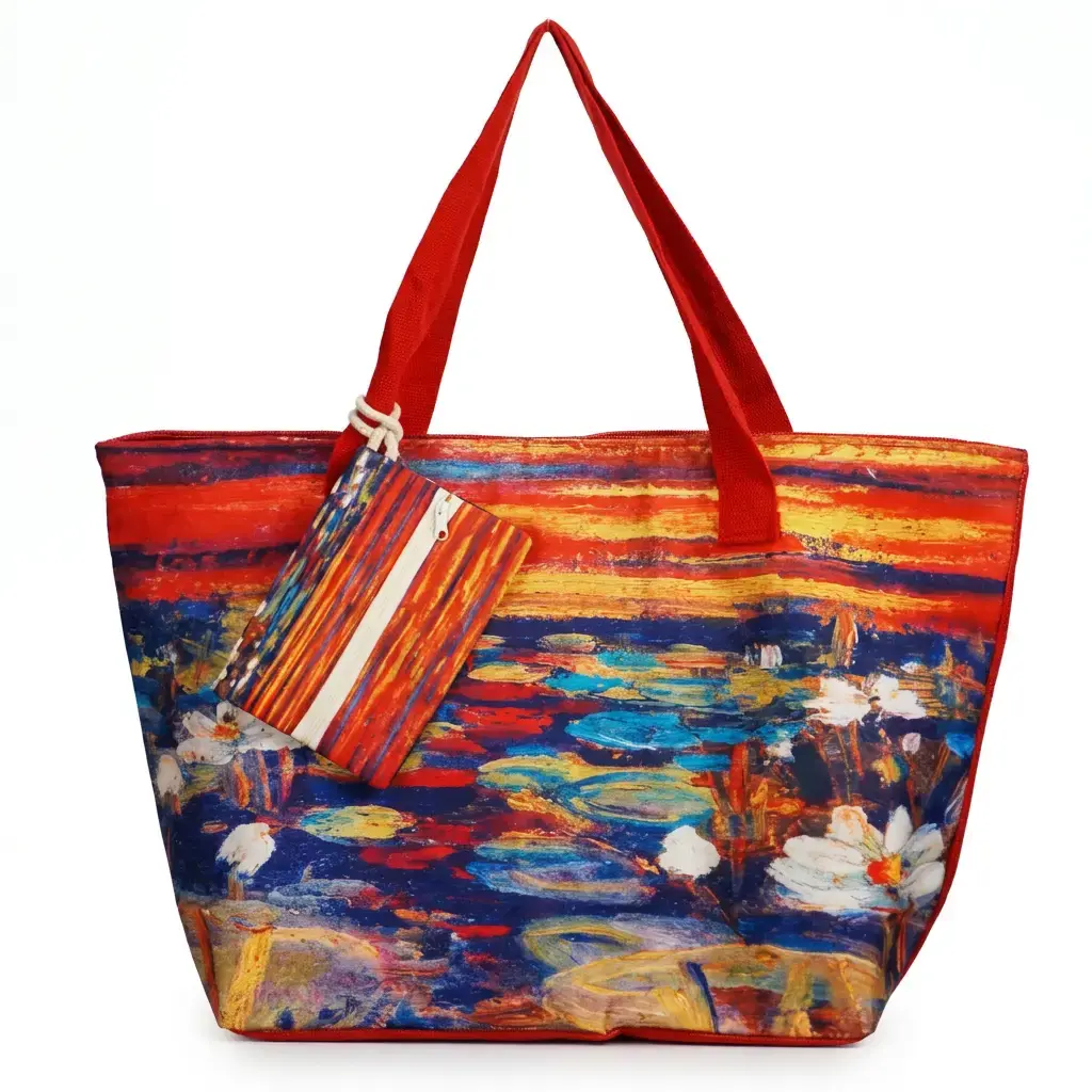 Bolso Tote estampado estilo Claude Monet con monedero 02.webp