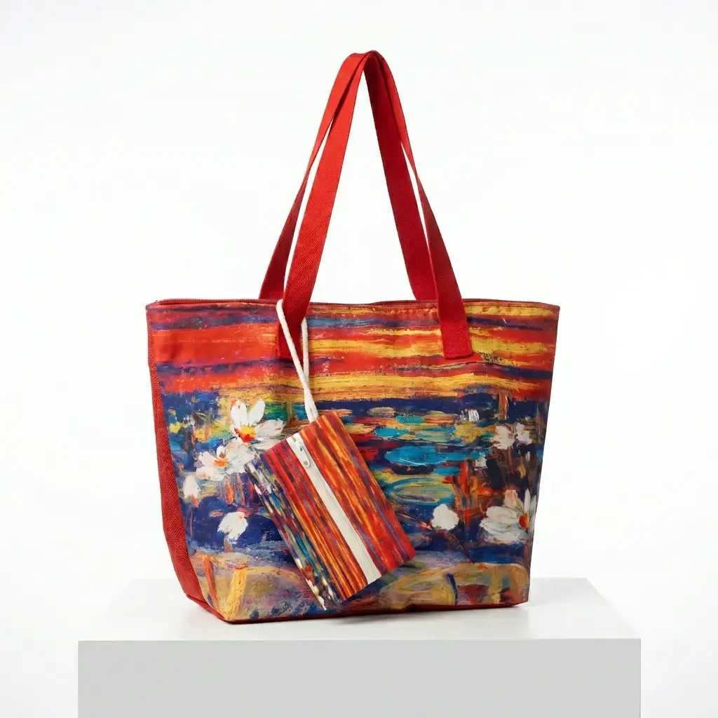 Bolso Tote estampado estilo Claude Monet con monedero 05.webp