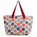 Bolso de playa estampado con circulos multicolor rojo 01.webp