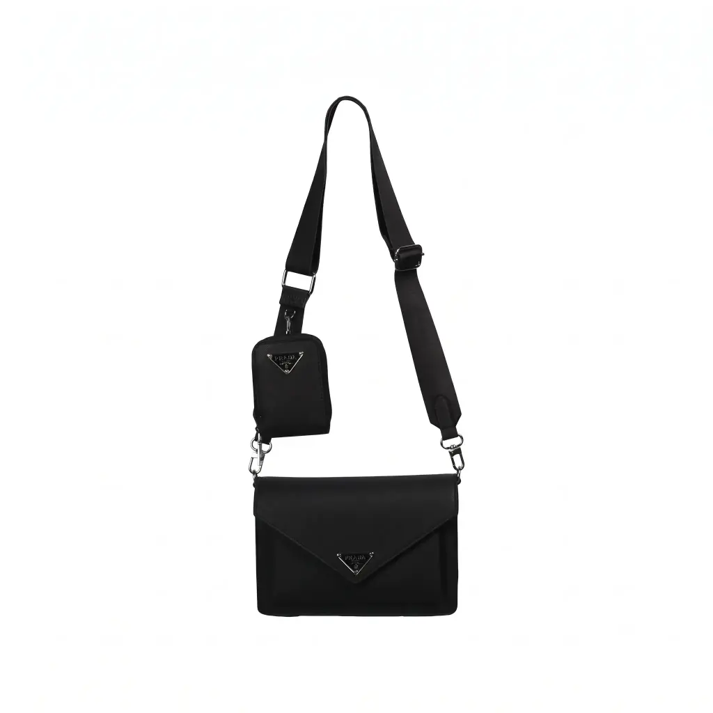 Bolso con monedero Negro (Inspiración Prada) 01.webp
