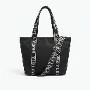 Bolso Shopper Mediano Nylon (Inspiración Bimba y Lola) Negro Letras Blanco 03.webp
