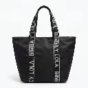 Bolso Shopper Mediano Nylon (Inspiración Bimba y Lola) Negro Letras Blanco 01webp.webp