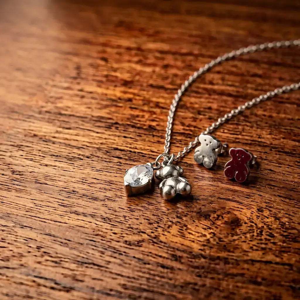 Conjunto colgante y pendientes Bear (Inspiración Tous) 03.webp