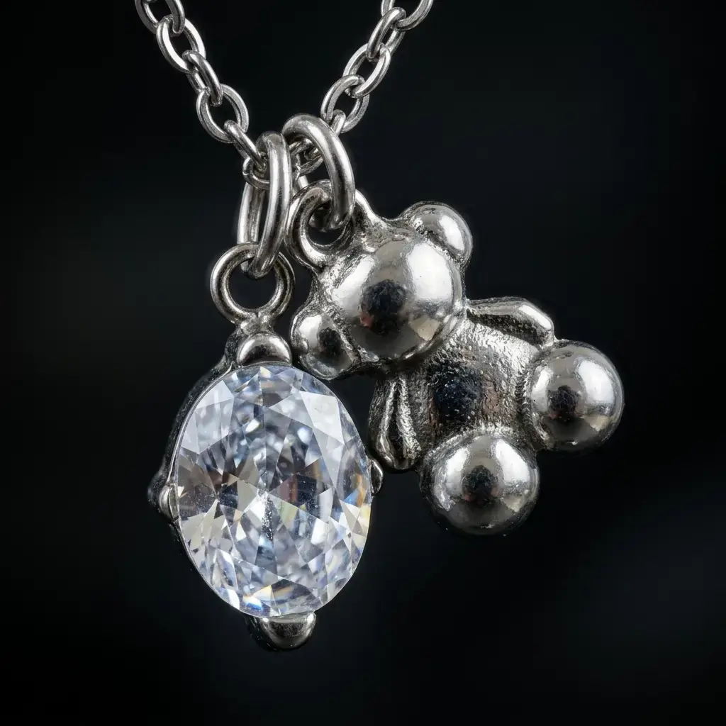Conjunto colgante y pendientes Bear (Inspiración Tous) 01.webp