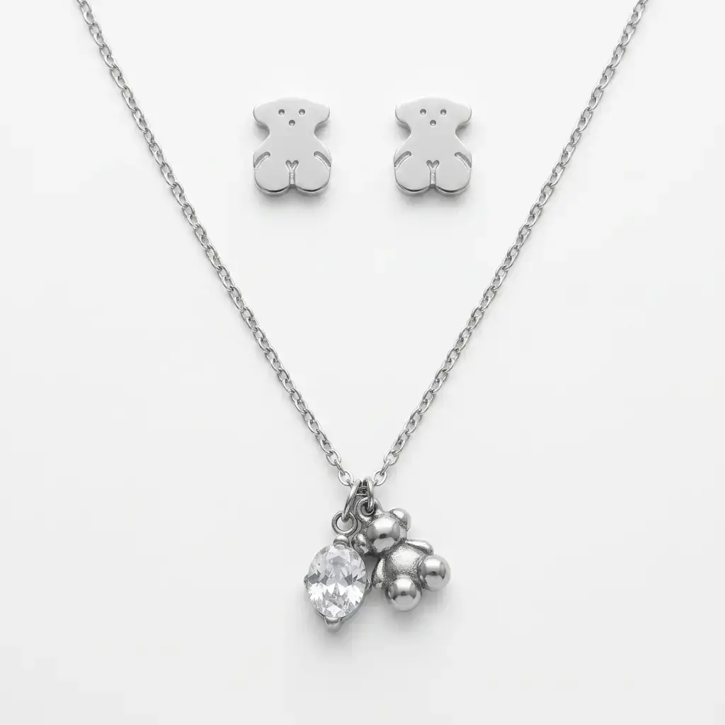 Conjunto colgante y pendientes Bear (Inspiración Tous) 02.webp