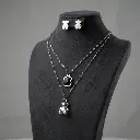 Conjunto colgante y pendientes Galaxy negro 01 (Inspiración Tous) 04.webp