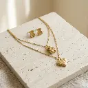 Conjunto colgante y pendientes de oso y corazon (Inspiración Tous) 06.webp
