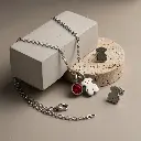 Conjunto colgante y pendientes gema roja y oso (Inspiración Tous) 03.webp