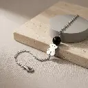 Pulsera Charming motivo oso y una perla negra y plata (Inspiración Tous) 02.webp