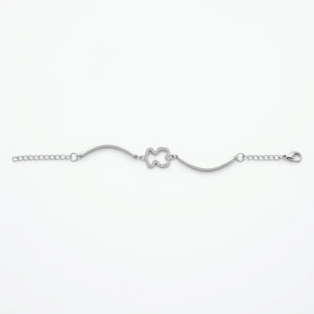 Pulsera New Silueta motivo central oso oro chapado plata (Inspiración Tous) 04.webp