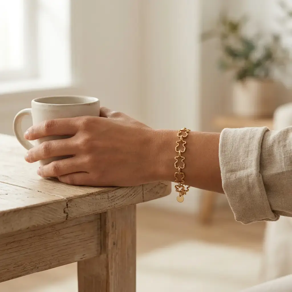 Pulsera diseño eslabones de osos (Inspiración Tous) 01.webp