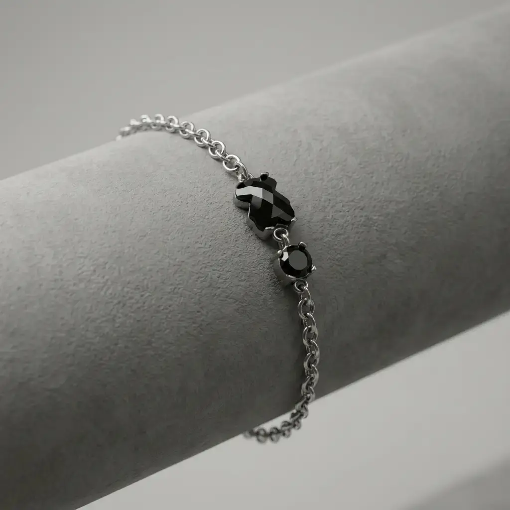 Pulsera motivo de oso onix negro (Inspiración Tous) 05.webp