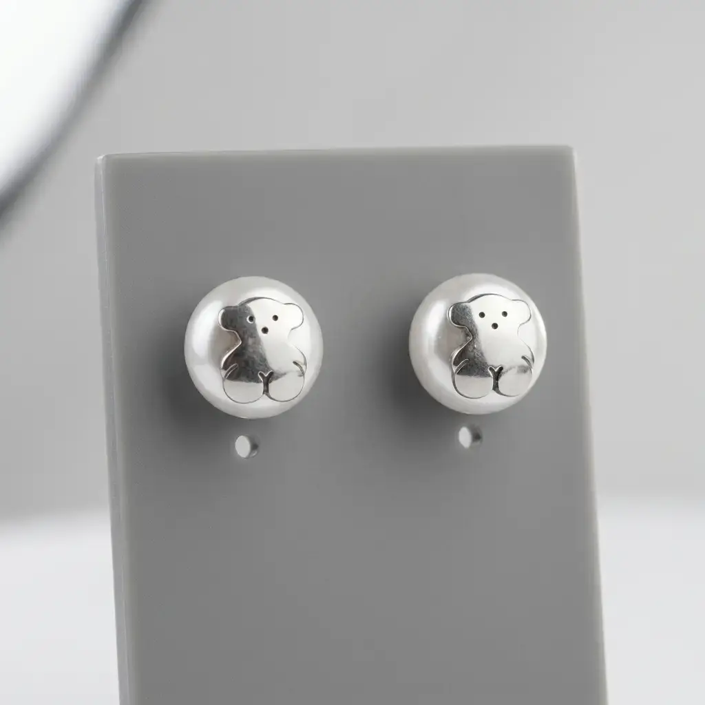 Pendientes Icon Pearl con motivo de oso (Inspiración Tous) 01.webp