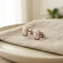 Pendientes New Color motivo de oso cuarzo rosa y plata (Inspiración Tous) 03.webp