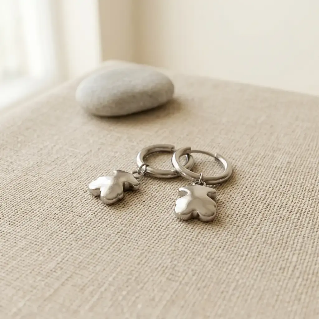 Pendientes Sweet Dolls de aro de oso plata (Inspiración Tous) 03.webp