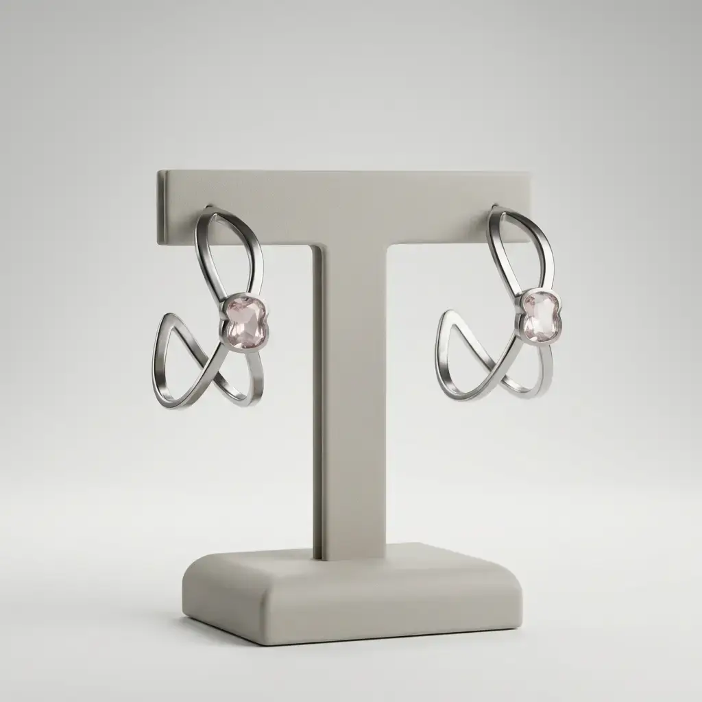 Pendientes Unode50 diseño de lineas cruzadas plata (Inspiracion Tous) 03.webp