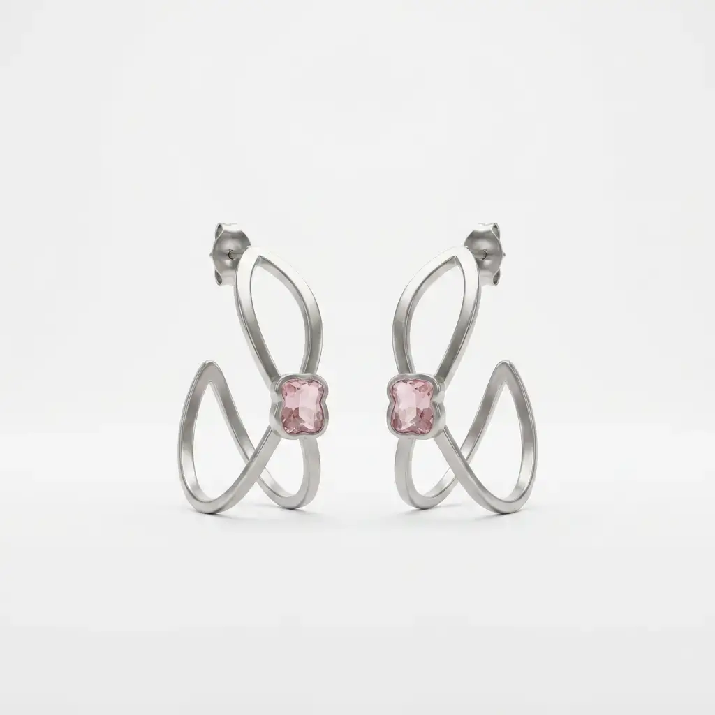 Pendientes Unode50 diseño de lineas cruzadas plata (Inspiracion Tous) 01.webp