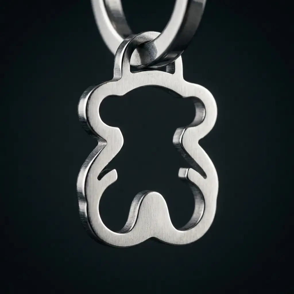 Pendientes de aro New Silueta detalle de oso colgante (Inspiración Tous) 02.webp