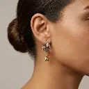 Pendientes de aro bicolor con doble oso Bold Bear (Inspiración Tous) 04.webp