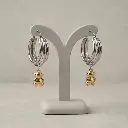 Pendientes de aro bicolor con doble oso Bold Bear (Inspiración Tous) 01.webp