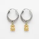 Pendientes de aro bicolor con doble oso Bold Bear (Inspiración Tous) 06.webp