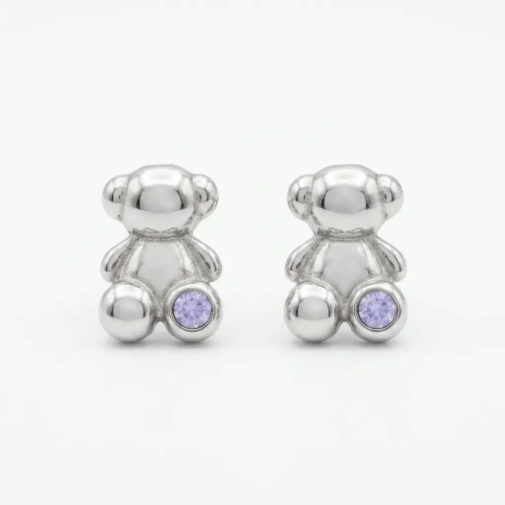 Pendientes de botón Bold Bear osito 3D (Inspiración Tous) 01.webp