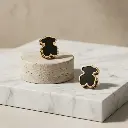 Pendientes forma icónica de oso onix negro (Inspiración Tous) 04.webp