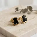 Pendientes forma icónica de oso onix negro (Inspiración Tous) 03.webp