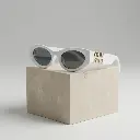 Gafas de sol ovaladas Blancas logotipo metálico (Inspiración Miu Miu) 01.webp