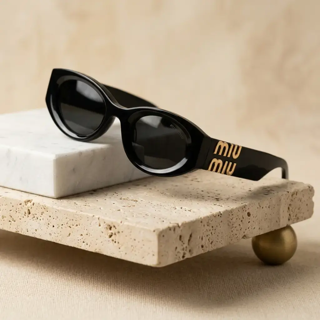 Gafas de sol ovaladas logotipo dorado relieve (Inspiración Miu Miu) 03.webp