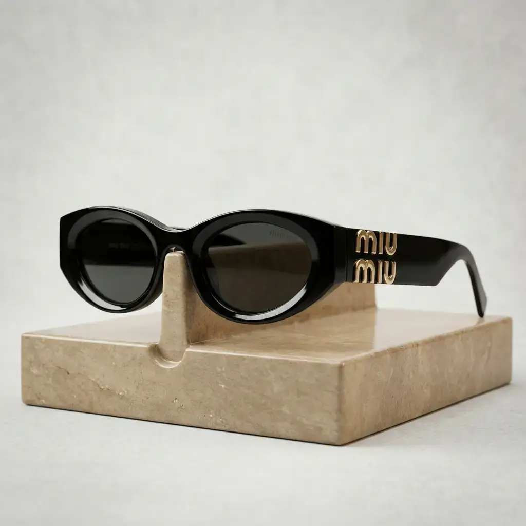 Gafas de sol ovaladas logotipo dorado relieve (Inspiración Miu Miu) 01.webp