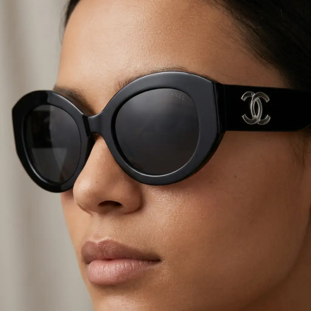 Gafas de sol ovaladas logotipo metalico Doble C (Inspiración Chanel) 04.webp