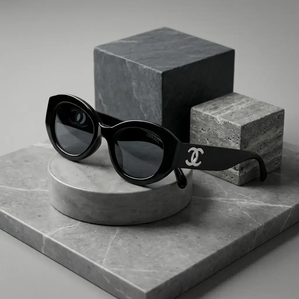 Gafas de sol ovaladas logotipo metalico Doble C (Inspiración Chanel) 01.webp