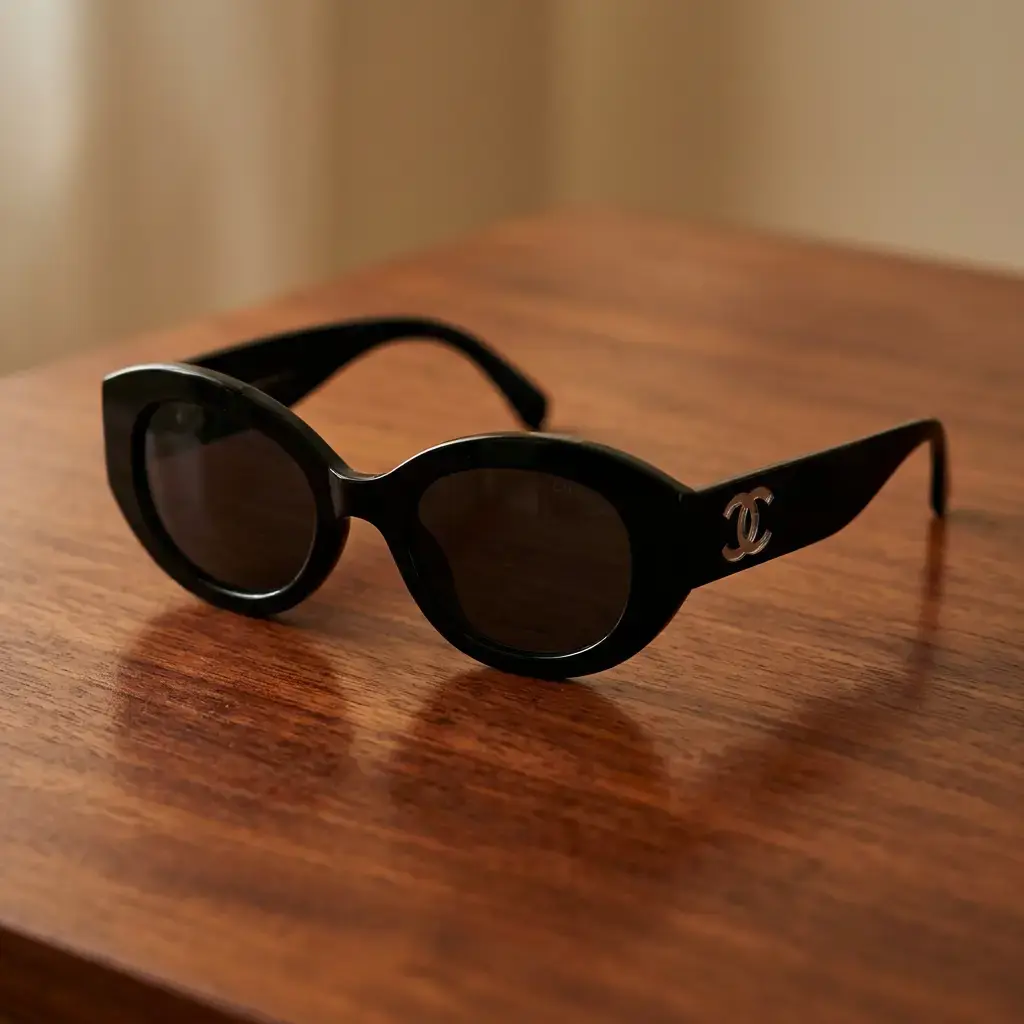 Gafas de sol ovaladas logotipo metalico Doble C (Inspiración Chanel) 06.webp