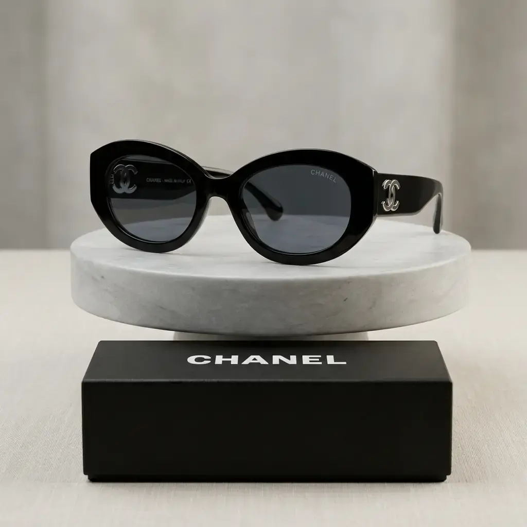 Gafas de sol ovaladas logotipo metalico Doble C (Inspiración Chanel) 05.webp