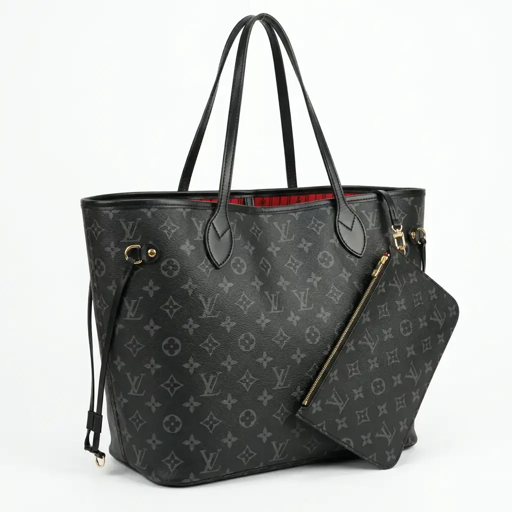 Bolso tote Neverfull con neceser Negro (Inspiración Louis Vuitton) 01.webp