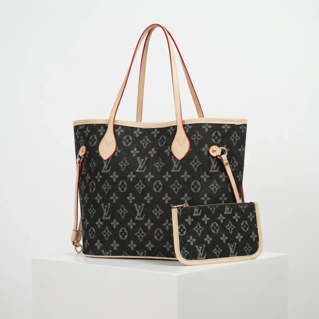 Bolso tote Neverfull Damier Negro (Inspiración Louis Vuitton) 04.webp