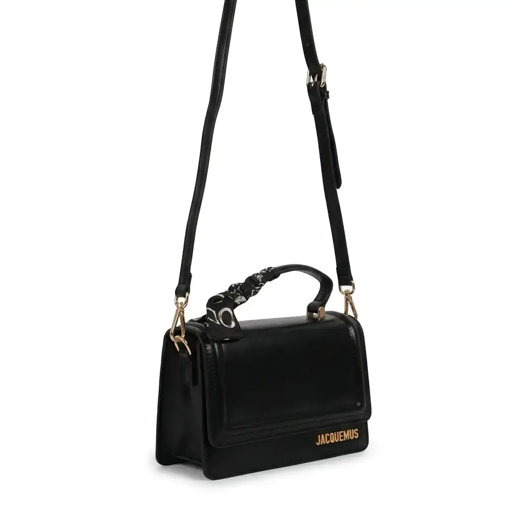 Bolso de hombro con pañuelo con asa (Inspiración Jacquemus) Negro 01.webp