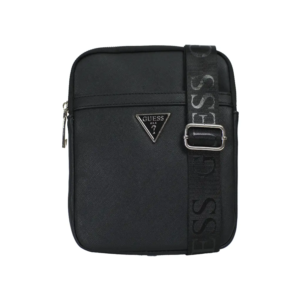 Bolso Bandolera Hombre Logo Triangular (Inspiración Guess) Color negro 01.webp